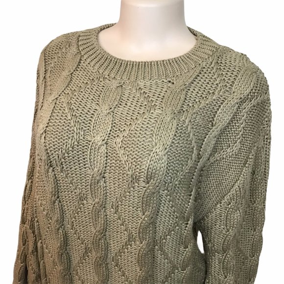 ACA Joe Olive Cable Knit Sweater NWOT - Picture 3 of 6